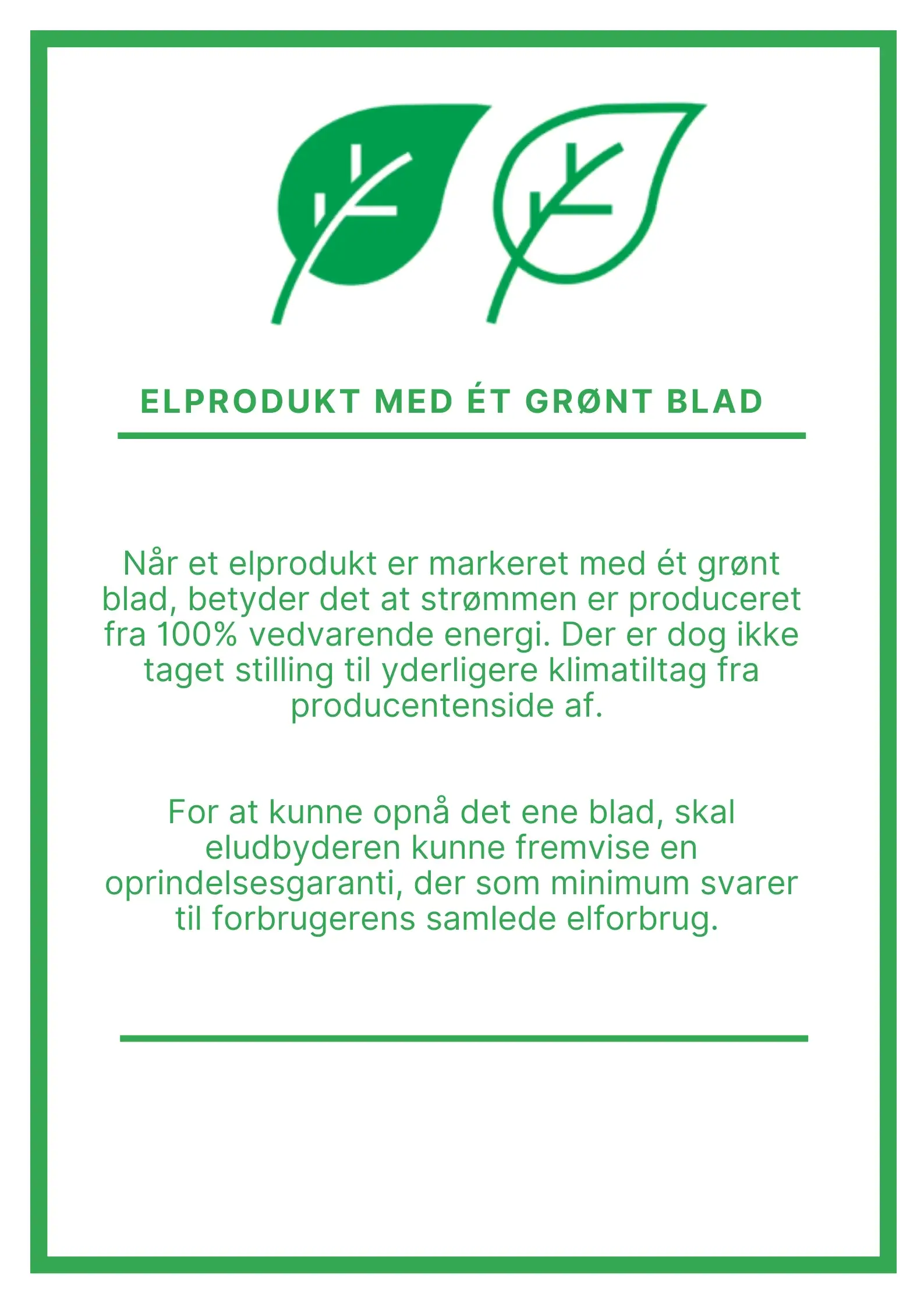 elprodukt med ét grønt blad