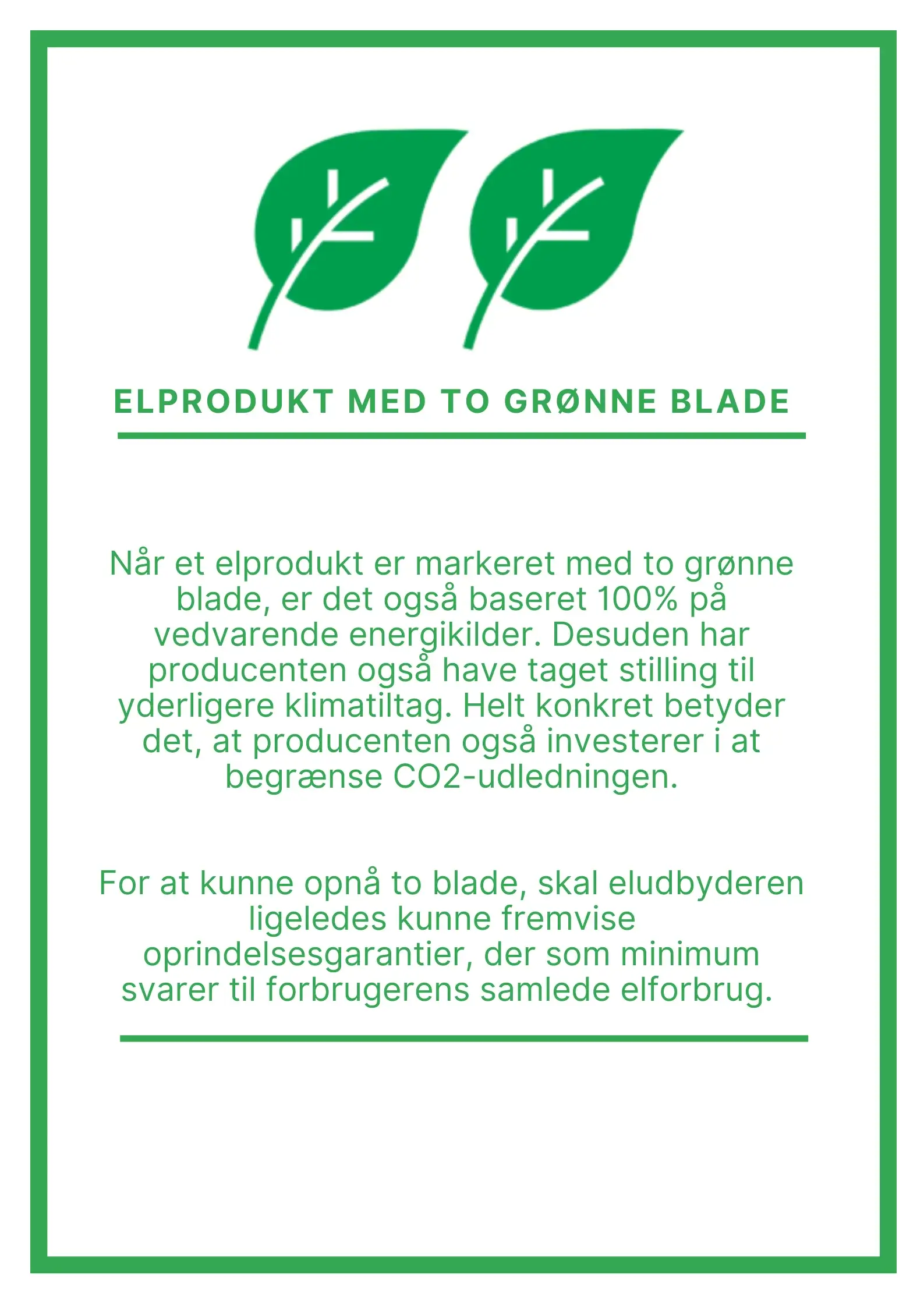 elprodukt med to grønne blade